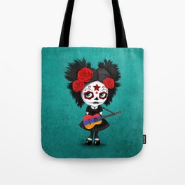Day of the Dead Girl Playing Armenian Flag Guitar Tote Bag