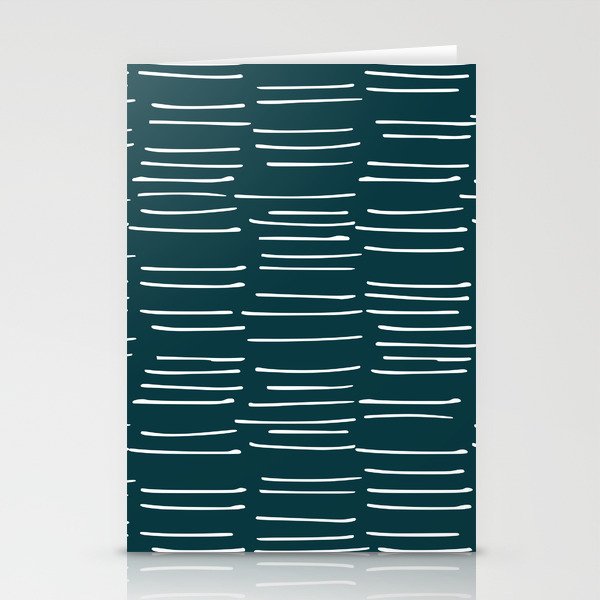 Abstract Stripes in Dark Teal Stationery Cards