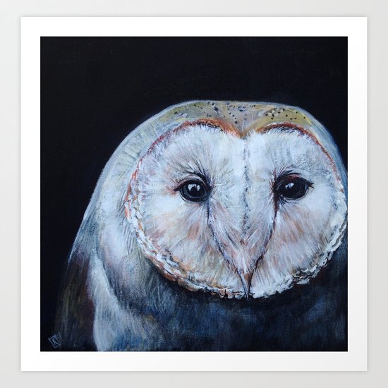 Dark Barn Owl Art Print