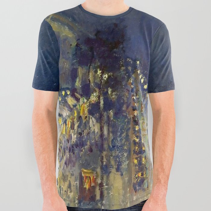 Camille Pissarro The Boulevard Montmartre at Night All Over Graphic Tee