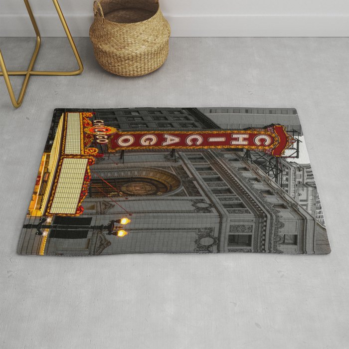 Chicago Theatre Sign Downtown State Street Historic Theater Marquee Rug