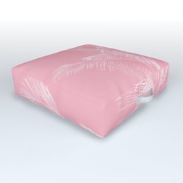 Millennial Pink illumination of Heart White Tropical Palm Hawaii Outdoor Floor Cushion