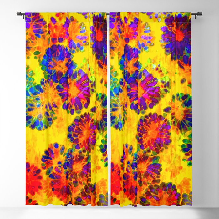Tie Dye BOHO bohemian floral abstract Blackout Curtain