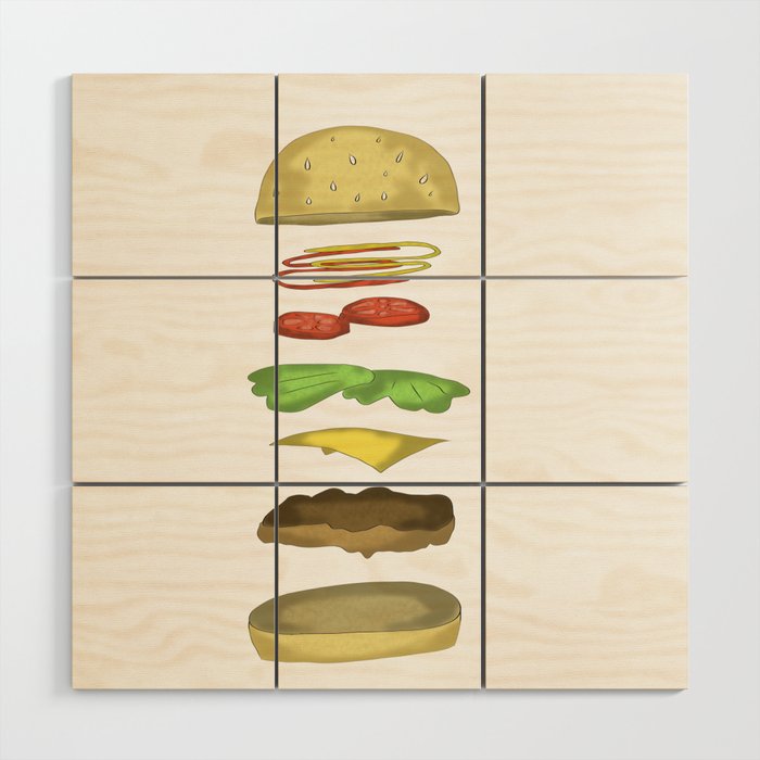 Layered Burger Wood Wall Art