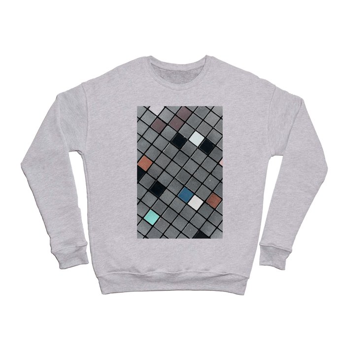 Gray Vintage Tiles Mosaic Minimal Mid Century Modern Crewneck Sweatshirt