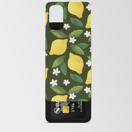 Lemons floral pattern on dark background Android Card Case