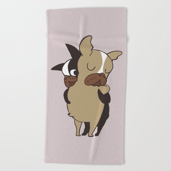 Frenchie Hugs Beach Towel