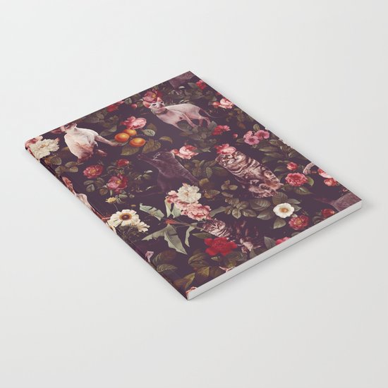 Cat and Floral Pattern Notebook