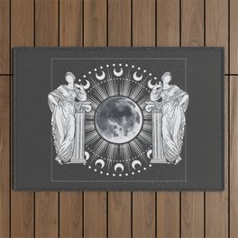 Greek statues cycle of the moon , vector art, tarot cards Outdoor Rug