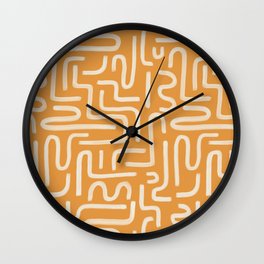 Abstract Brush Strokes Maze on Orange Butterscotch Wall Clock