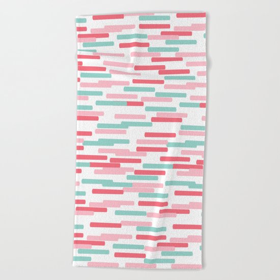 Karena - abstract minimal trendy pattern palette lines dash grid urban affordable dorm college decor Beach Towel
