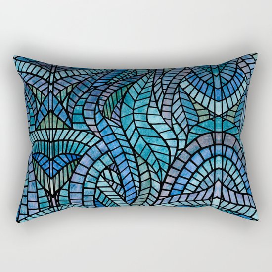 Blue Geometric Mosaic Rectangular Pillow