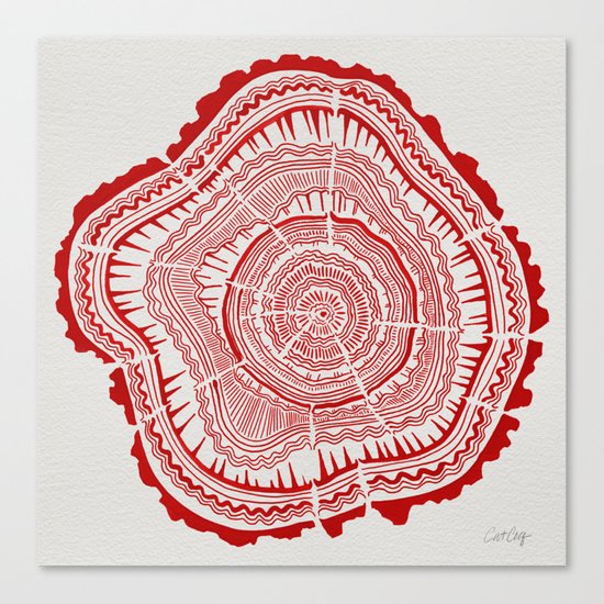 Red Tree Rings Canvas Print