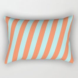 [ Thumbnail: Turquoise and Coral Colored Stripes Pattern Rectangular Pillow ]