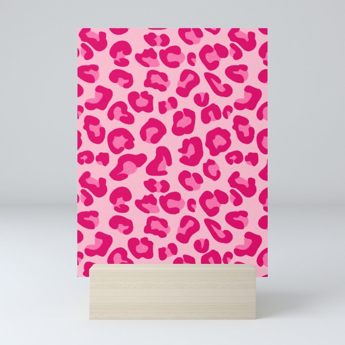 Leopard Print in Pastel Pink, Hot Pink and Fuchsia Mini Art Print