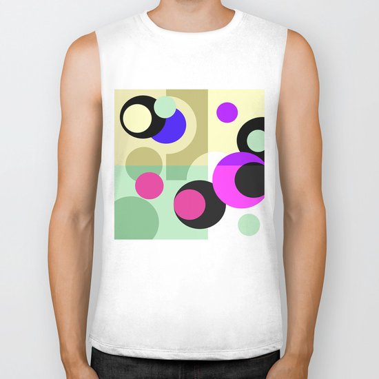 Colorful geometric pattern with polka dots . Biker Tank