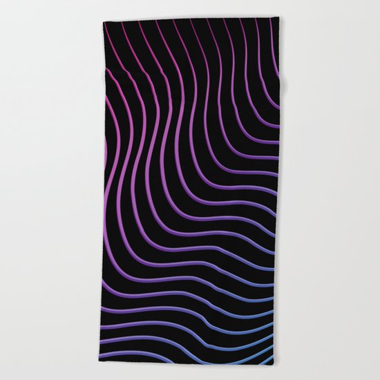 Neon Waves Beach Towel