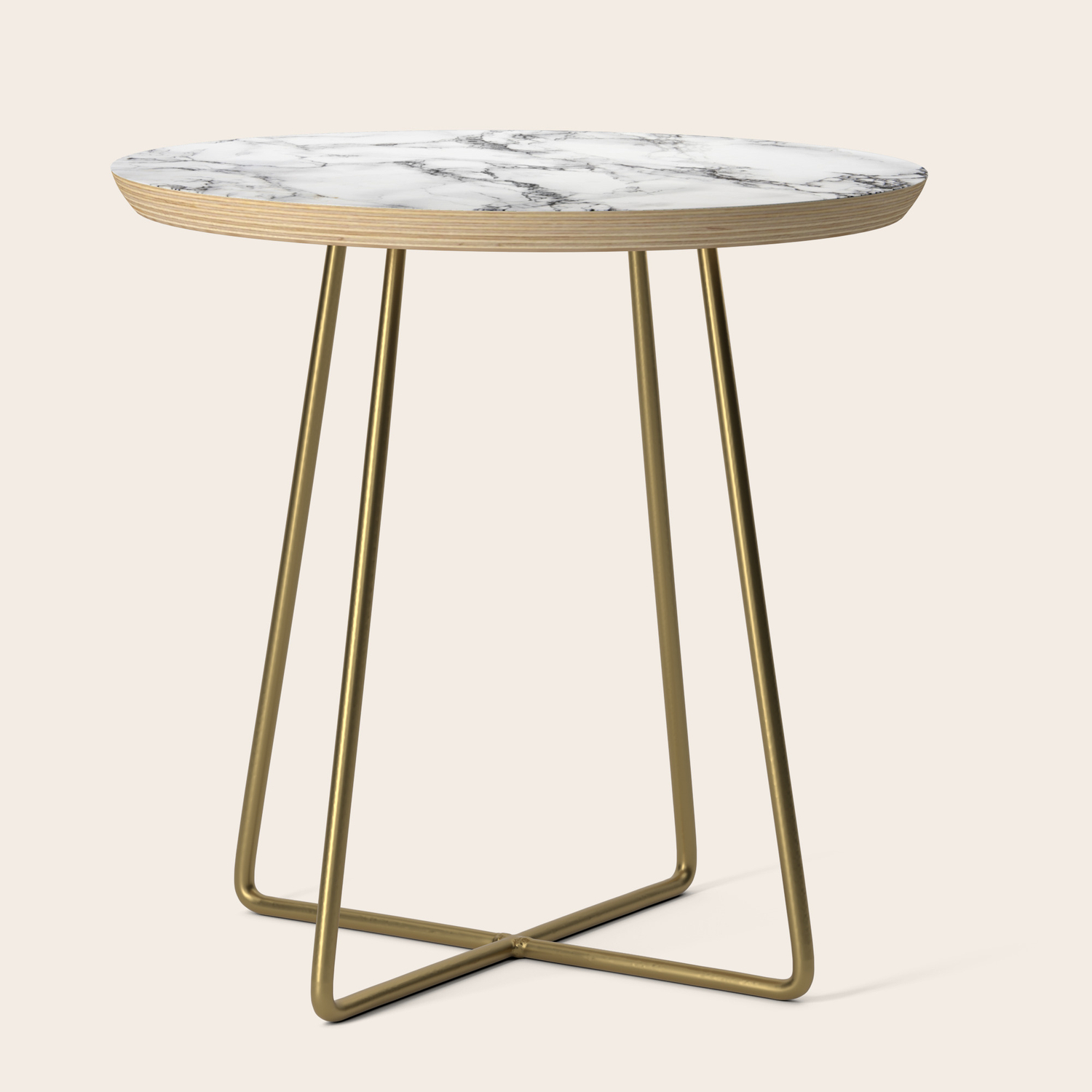 White Faux Marble Texture Side Table By Artonwear Society6