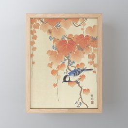 Bird on Paulownia Branch Framed Mini Art Print