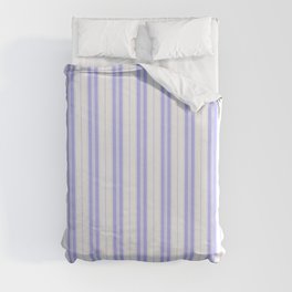 Periwinkle Blue and White Vertical Vintage American Country Cabin Ticking Stripe Duvet Cover