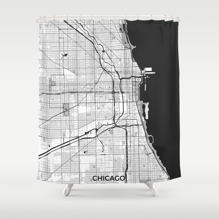 Chicago Map Gray Shower Curtain