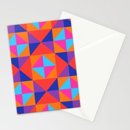 GEOMETRIC SQUARE CHECKERBOARD TILES in GLAM 70s DISCO REVIVAL RAINBOW COLOURS PINK PURPLE RED ORANGE Stationery Card