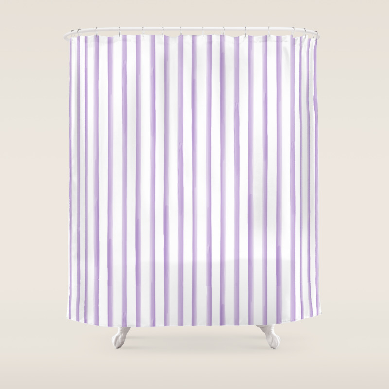 Purple Watercolour Stripes Shower Curtain By Juliesthingummies