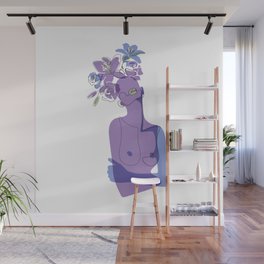 Lilac Beauty / Purple, blue and green naked woman with flowers / Explicit Design Wall Mural