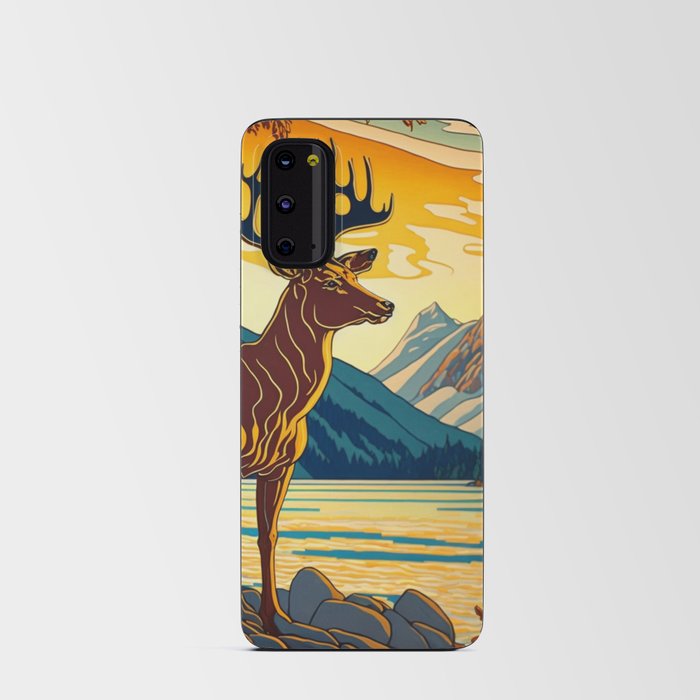 art deco style paint with a young deer Android Card Case