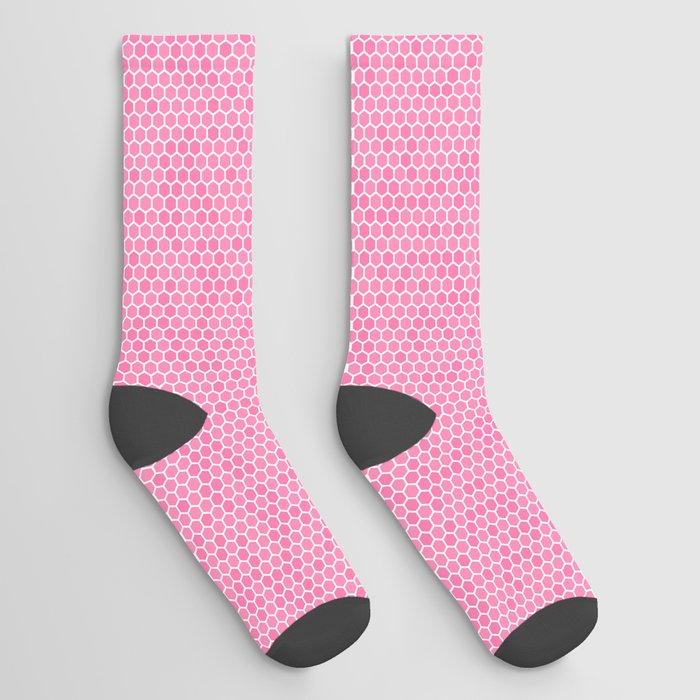 Small Bright Pink Honeycomb Bee Hive Geometric Hexagonal Design Socks