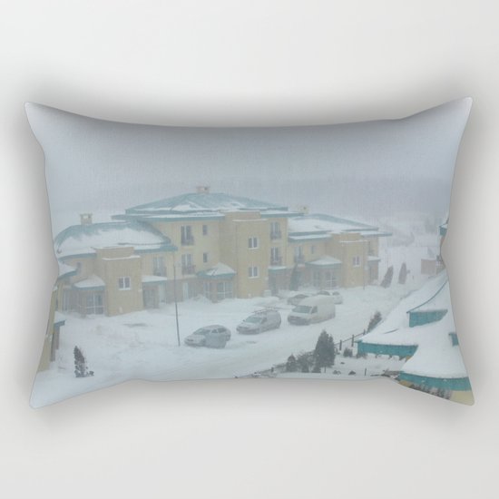 Little town in a snowy winter wonderland Rectangular Pillow