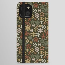 navy green and rust harvest florals eclectic daisy print ditsy florets iPhone Wallet Case