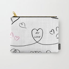 Hand drawing of hearts Carry-All Pouch | Cute, Mylove, Linedrawing, Doodle, Lover, Valantine, Wedding, Stroke, Heart, Ink Pen 