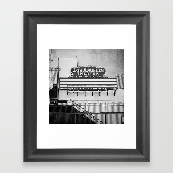 Los Angeles Theatre, Downtown Los Angeles Black and White Photography Framed Art Print