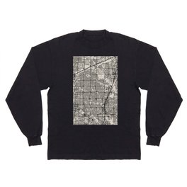 USA, Plano City Map Drawing - Black and White Long Sleeve T-shirt