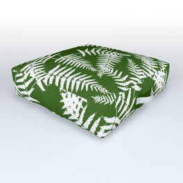 Green And White Fern Leaf Pattern Outdoor Floor Cushion