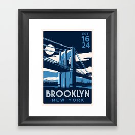 Brooklyn Bridge New York City skyline Vintage Retro Gerahmter Kunstdruck | Architecture, Pop Art, Illustration, Vintage 