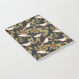 Winter Birds and Holly on Charcoal Notebook