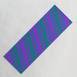 [ Thumbnail: Purple & Teal Colored Stripes Pattern Yoga Mat ]