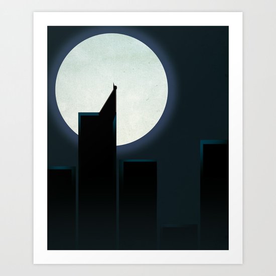 Smooth Heroes - A dark knight in front of the moon Art Print