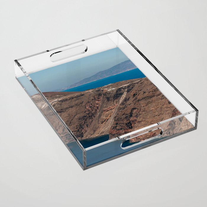 Coastline of Santorini | Volcanic Island & the Sea | Cycladic Islands of Greece, Europe | Landscape and Travel Photography Acrylic Tray