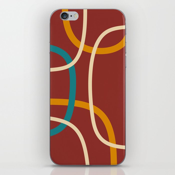 Abstract red mid century shapes iPhone Skin