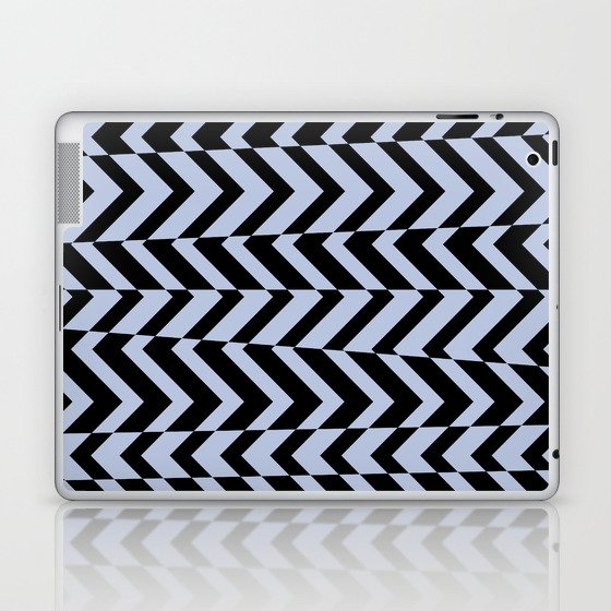 Black and Pastel Blue Chevron Stripe Pattern Pairs DE 2022 Trending Color Prim Blue DE5898 Laptop & iPad Skin