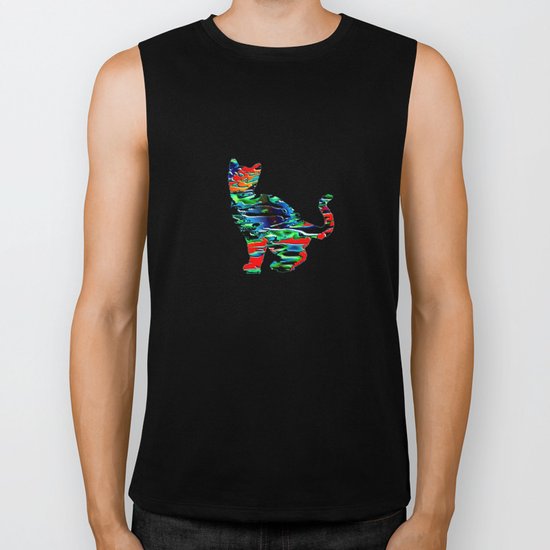 Psychedelic Cat Biker Tank