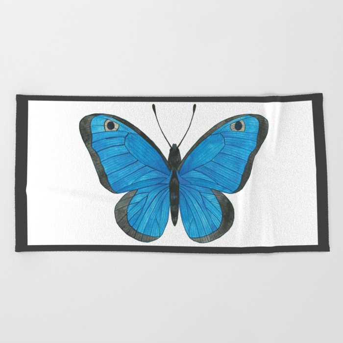 Morpho Butterfly Illustration Beach Towel
