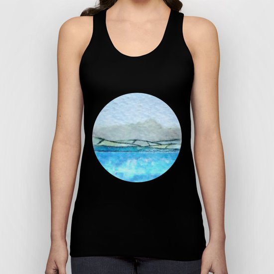 Landscape with fog and blue Unisex Tank Top