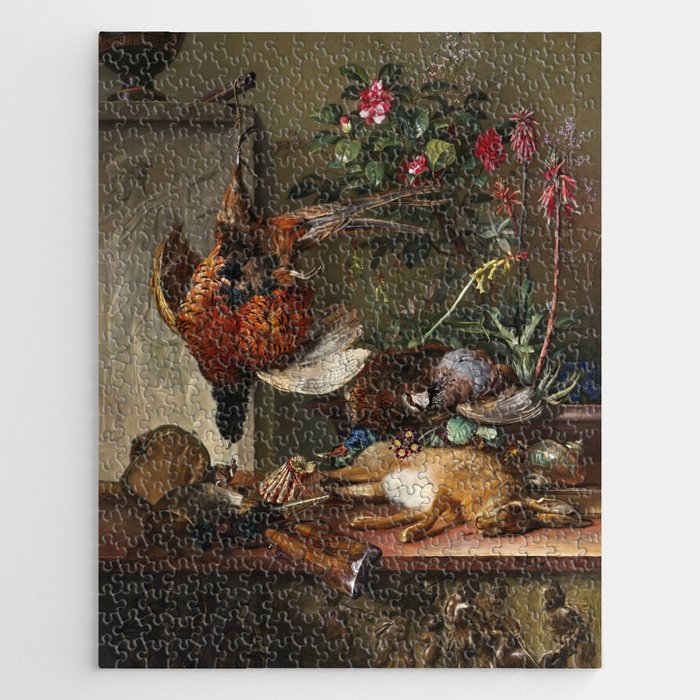 Still Life with Game and a Greek Stele: Allegory of Autumn (1818) by Georgius Jacobus Johannes van Os Jigsaw Puzzle