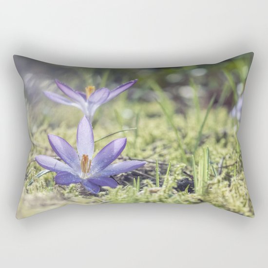 Queen and King - Crocus in a meadow - Spring Rectangular Pillow