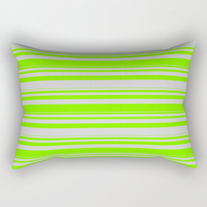 Green & Light Grey Colored Lined Pattern Rectangular Pillow