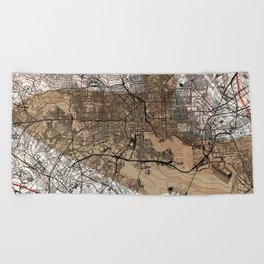 USA, Baltimore City Map Collage Beach Towel